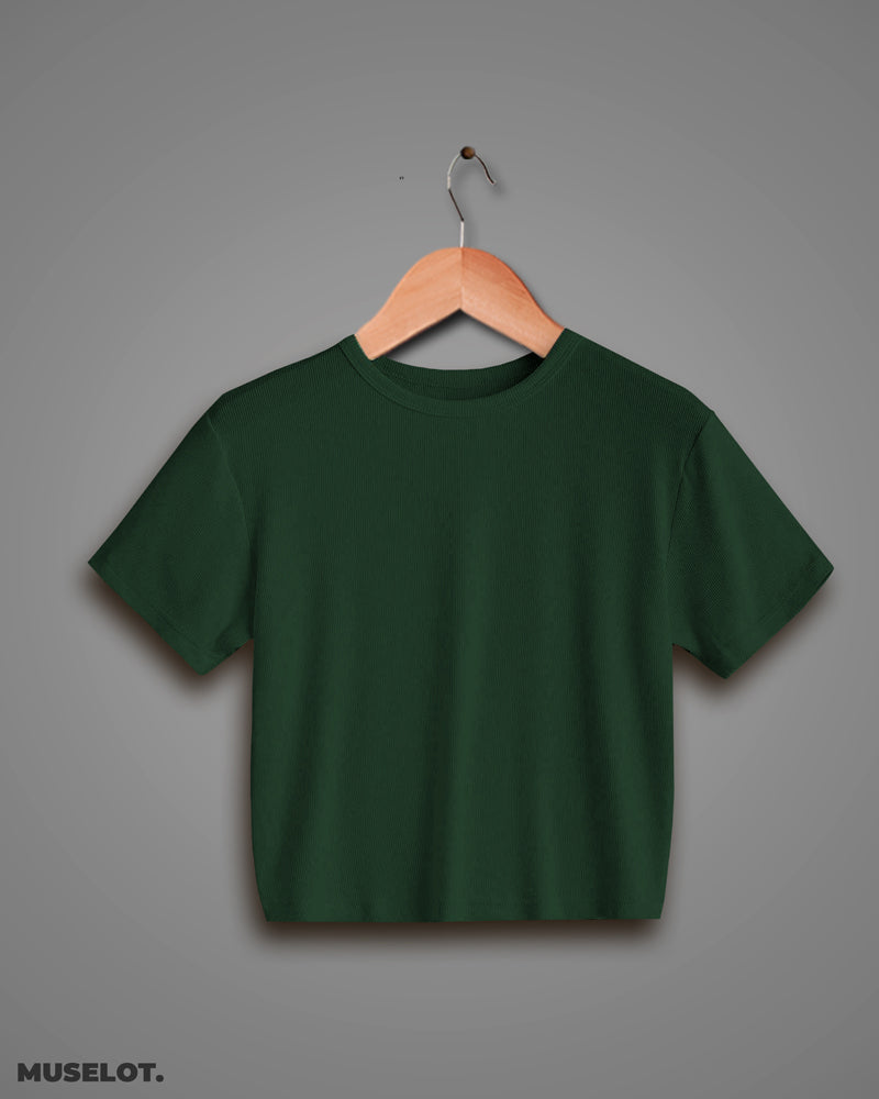 Olive green plain crop t shirt