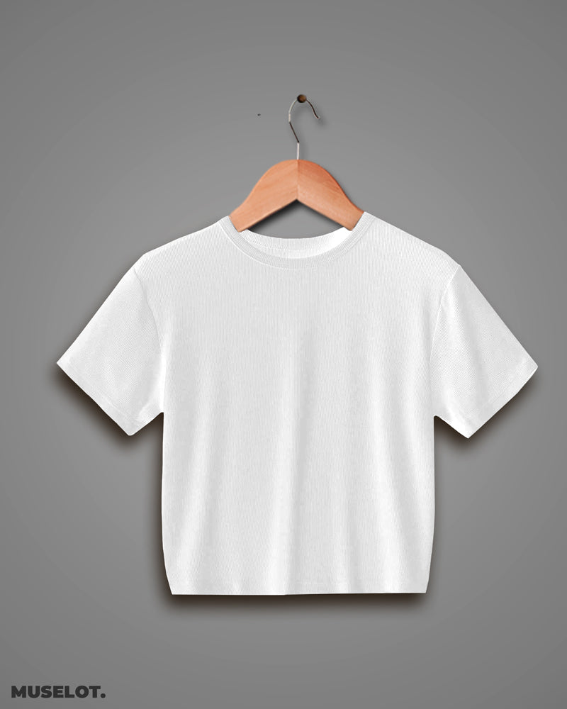 T shirt crop tops - White plain cropped t shirt - MUSELOT