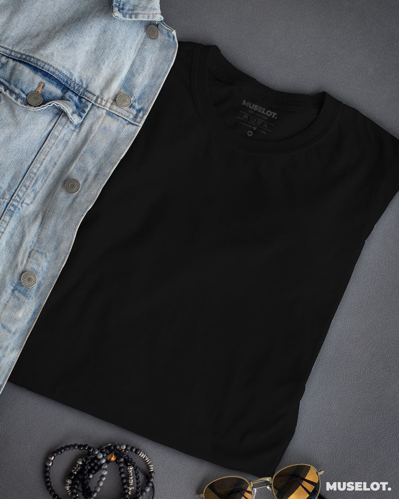 Womens plain black t shirt - Main Image