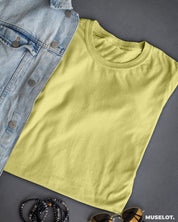 Best branded women's t shirt online - Plain women's yellow t shirt - MUSELOT