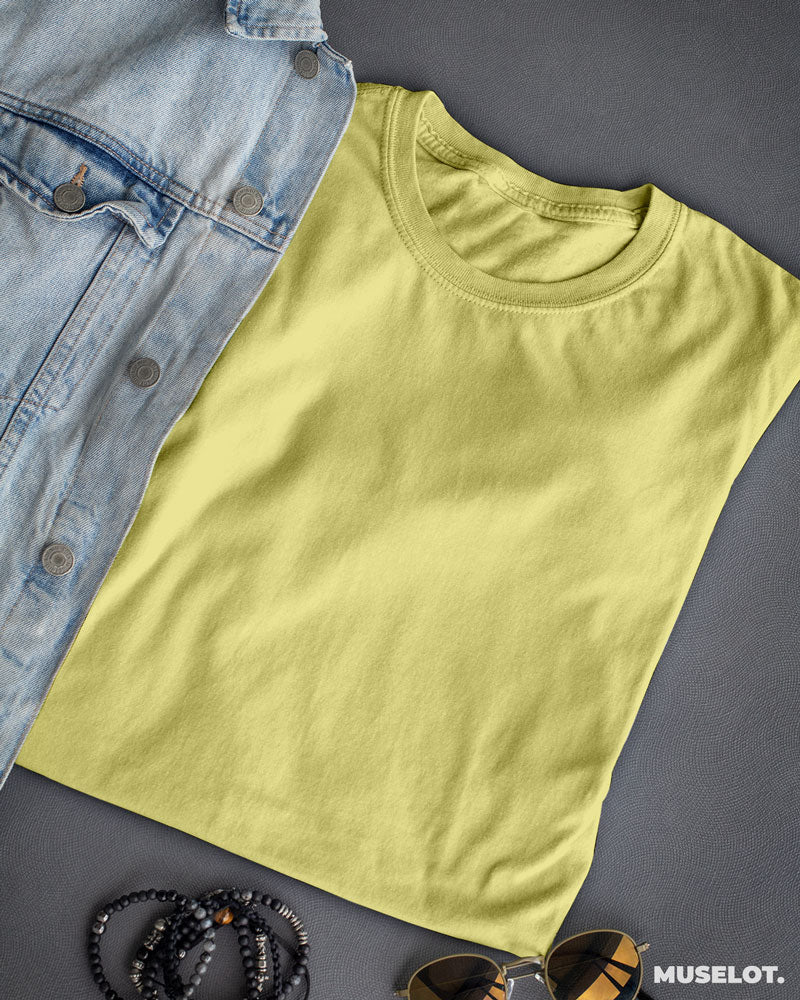 Best branded women's t shirt online - Plain women's yellow t shirt - MUSELOT