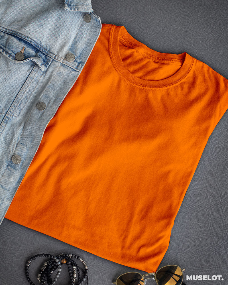 Women's plain orange t shirt - Technical View