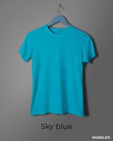 Sky blue plain women's t shirt