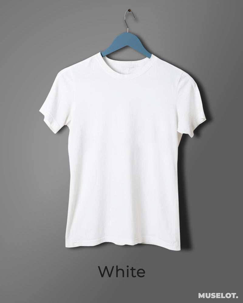 Plain white womens t shirt in round neck and half sleeves - MUSELOT