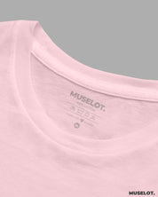 Women's plain pink t shirt made with 100% cotton, half sleeve and round neck - Muselot