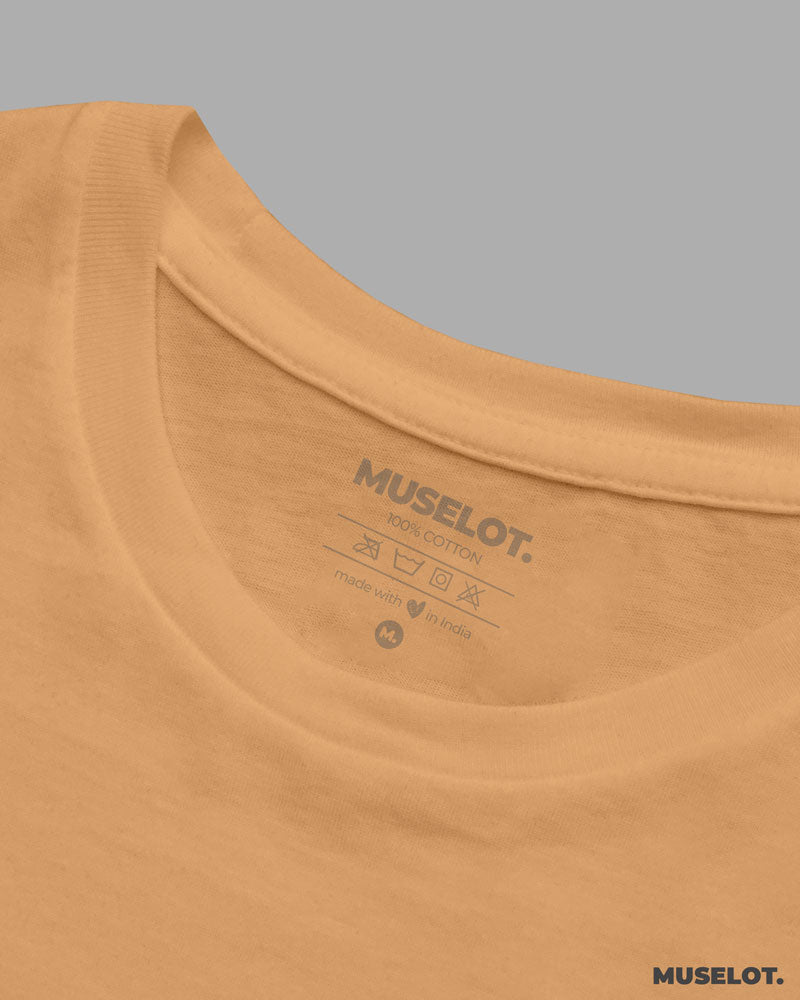 Mustard women's plain t shirt online in round neck, 100% cotton and half sleeves - MUSELOT