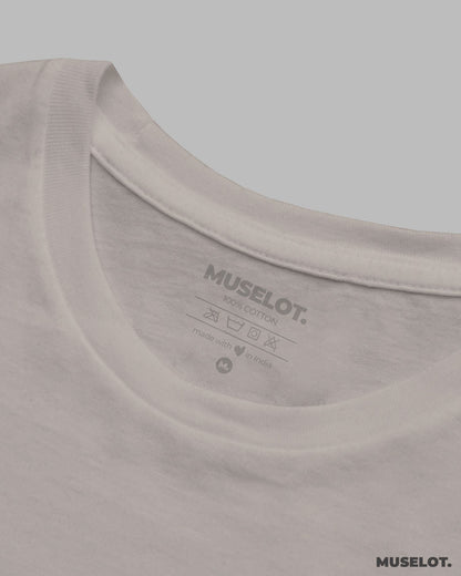 Melange grey plain women's t shirt online in 100% cotton, round neck and half sleeves - MUSELOT