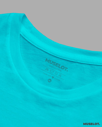 T shirt crop tops - Sky blue plain crop t shirt - MUSELOT