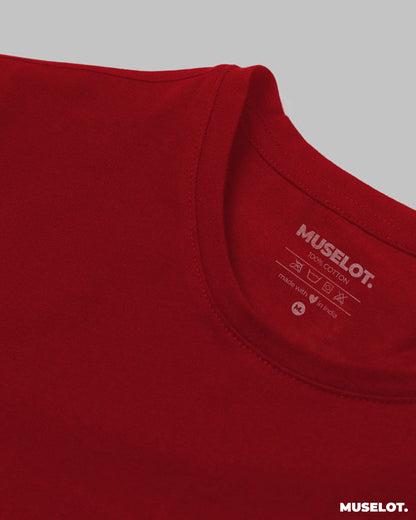T shirt crop tops for women - Red plain cropped t shirt  - MUSELOT