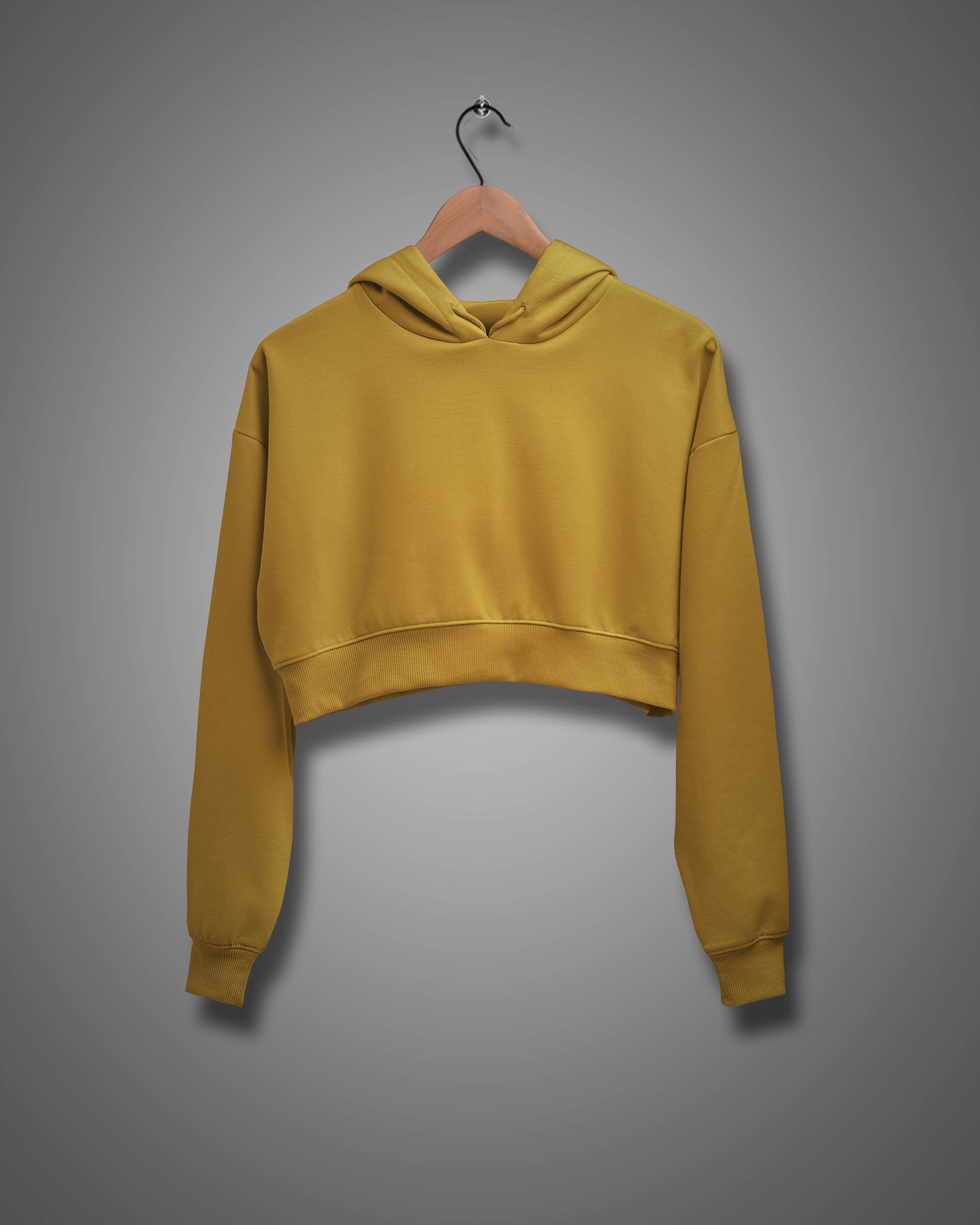 Mustard yellow crop hoodies for women - Muselot