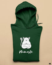 Muselot's Olive green Hoodie with print Namaste! for yoga lovers.