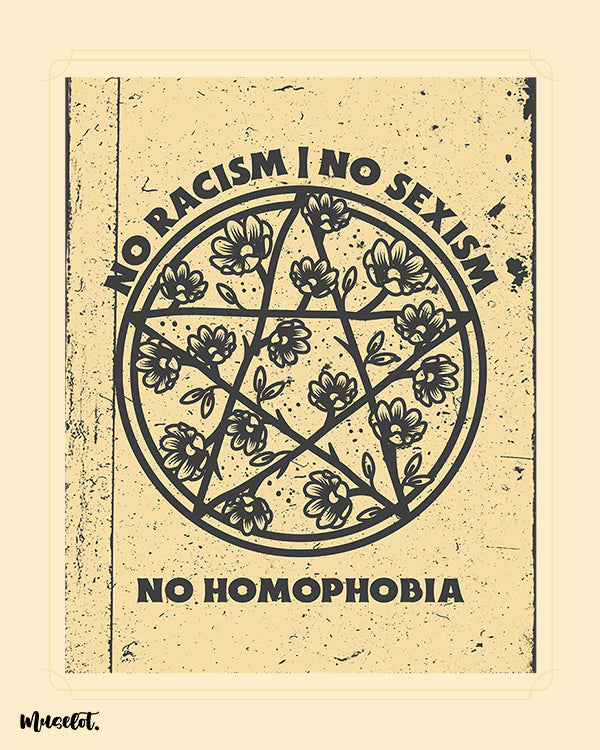 No racism, no sexism, no homophobia posters at Muselot for equality on the basis of gender and skin colour 