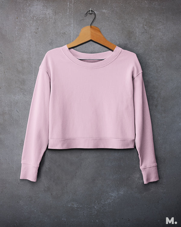 Solid light pink crop sweatshirt for women online - Muselot