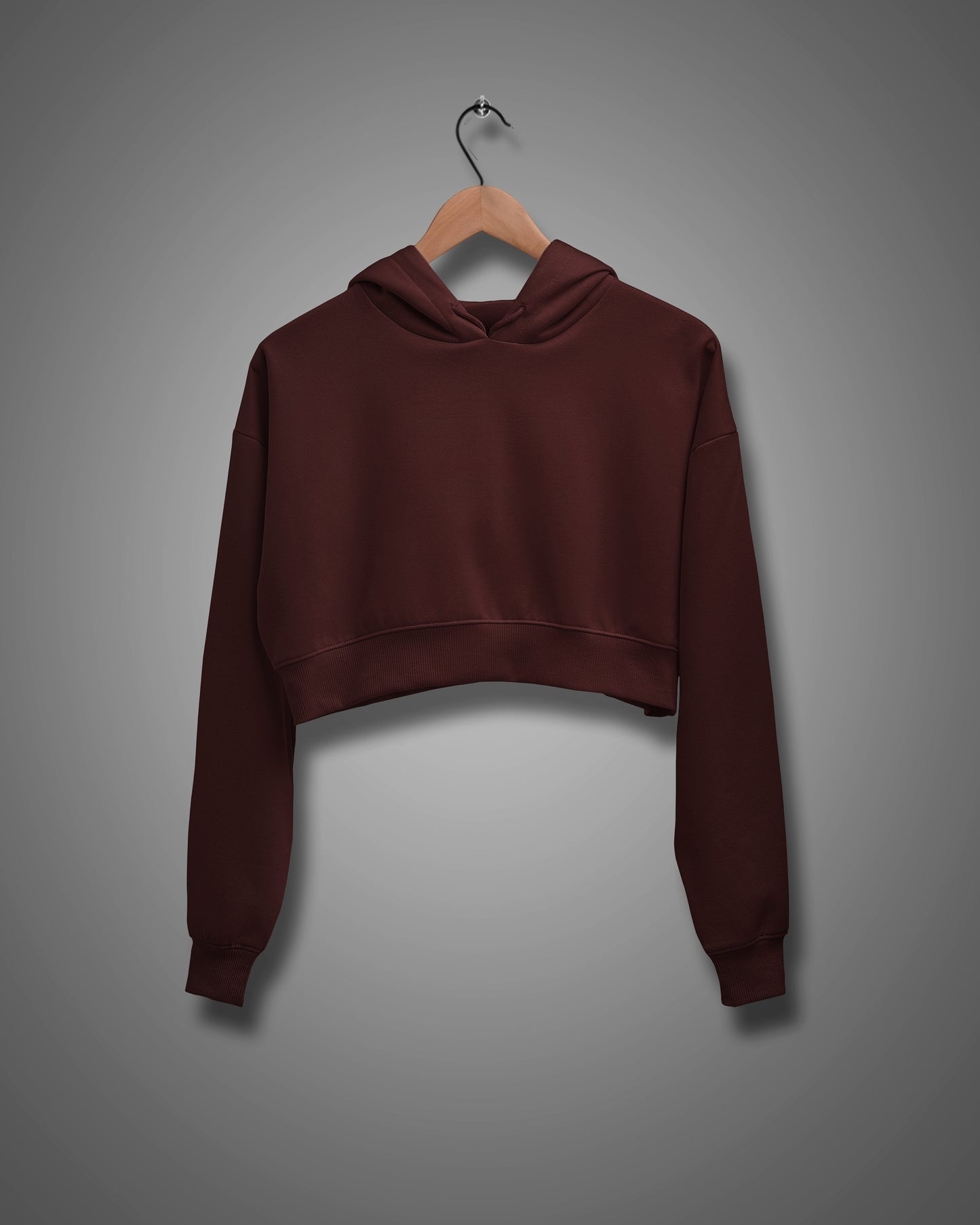 Plain maroon crop hoodie for women - MUSELOT