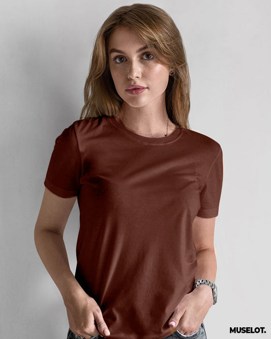 Brown plain women's t shirt