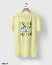 Please no more plastic graphic art printed t shirts in butter yellow colour for nature and ocean lovers - Muselot