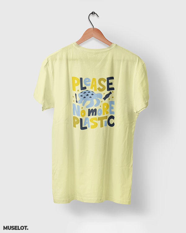 Please no more plastic graphic art printed t shirts in butter yellow colour for nature and ocean lovers - Muselot