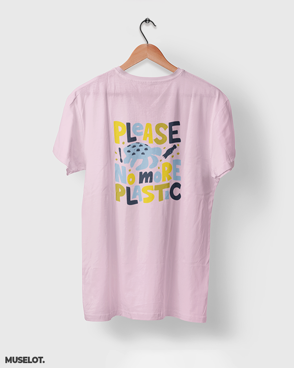 Please no more plastic graphic art printed t shirts in light pink colour for nature and ocean lovers - Muselot