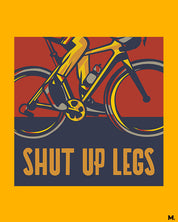 Golden yellow printed t shirts for cyclists printed with shut up legs - MUSELOT