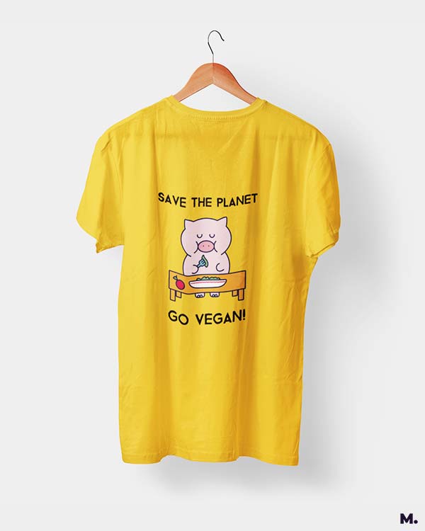 Save the planet, go vegan printed t shirts