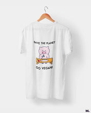 Save the planet, go vegan printed t shirts