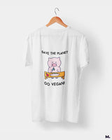 Save the planet, go vegan printed t shirts