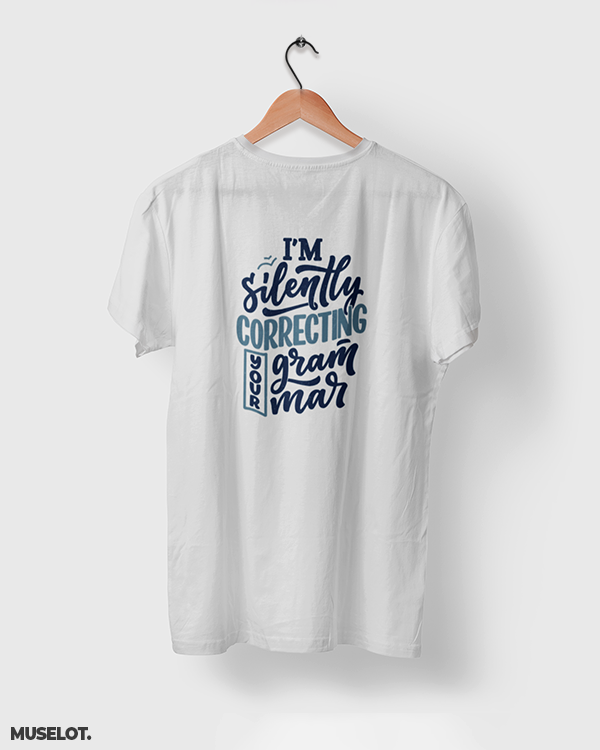 Silently correcting grammar printed t shirts