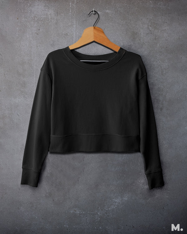 Solid black crop sweatshirts for women online - Muselot