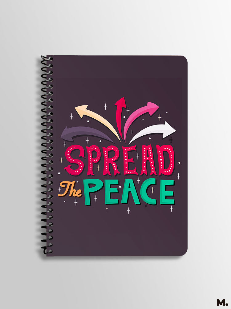 Spiral A5 notebooks printed with motivational quote Spread the peace - Muselot