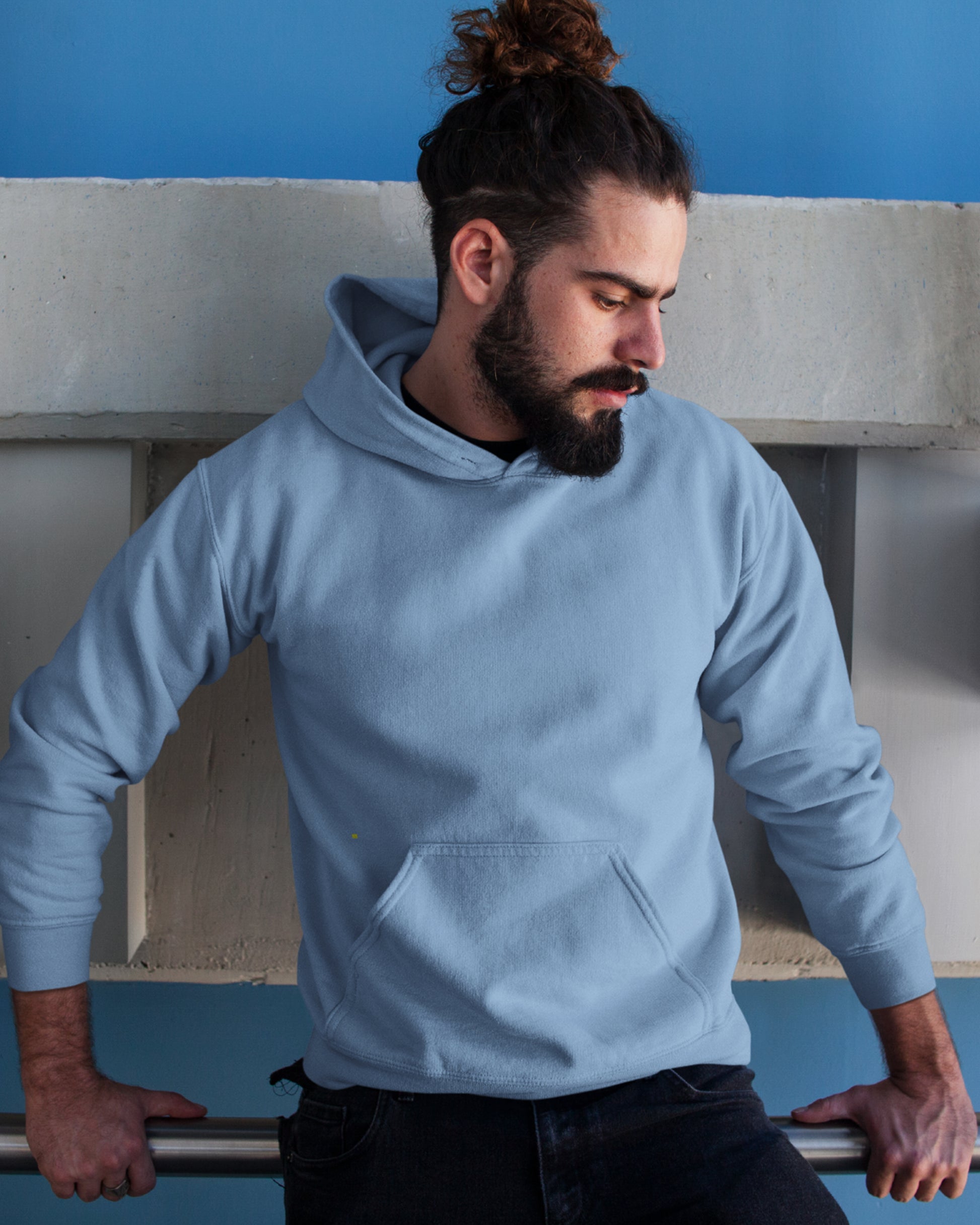 Subtle blue plain hoodies unisex - Muselot