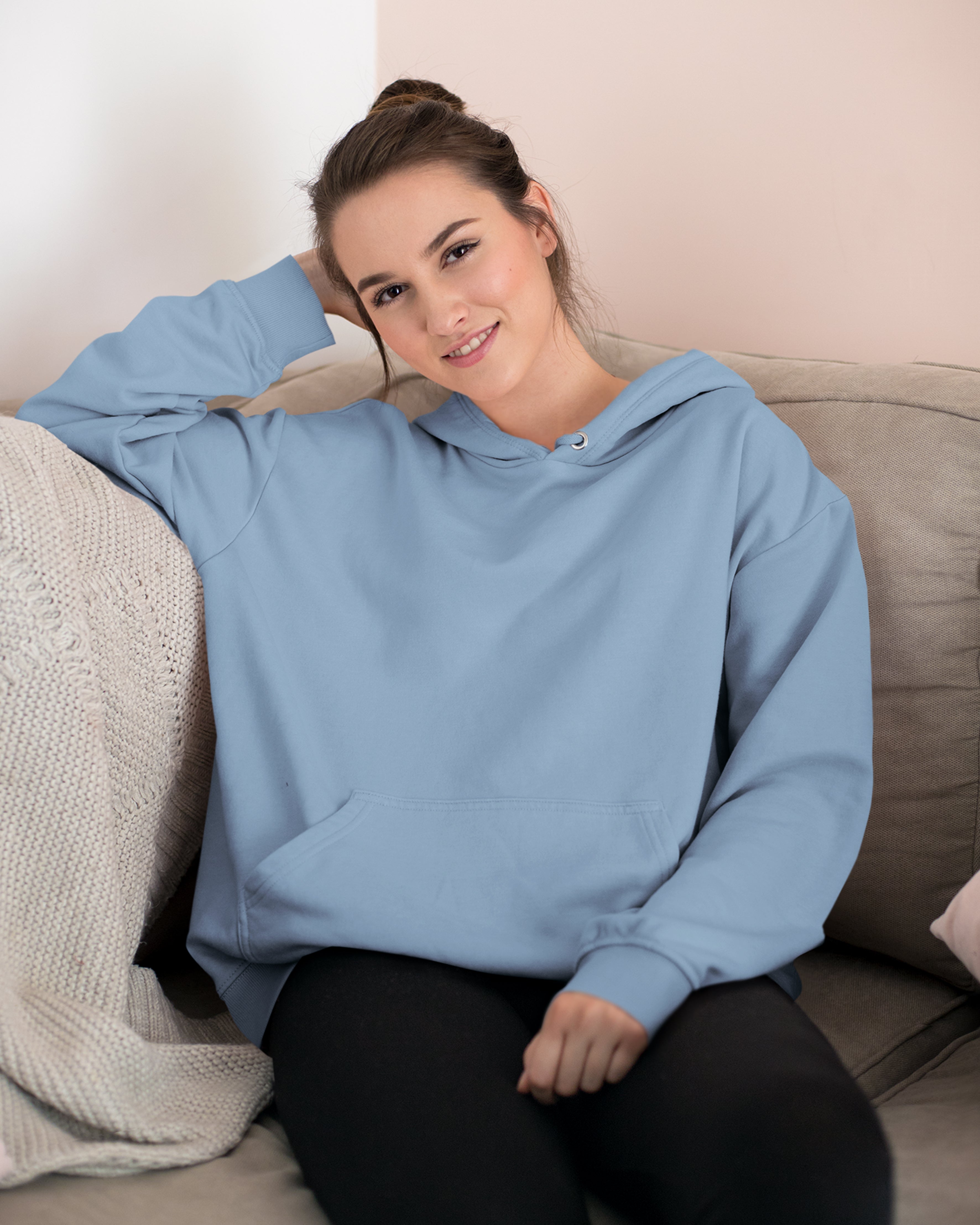 Shop subtle blue plain hoodies unisex Muselot