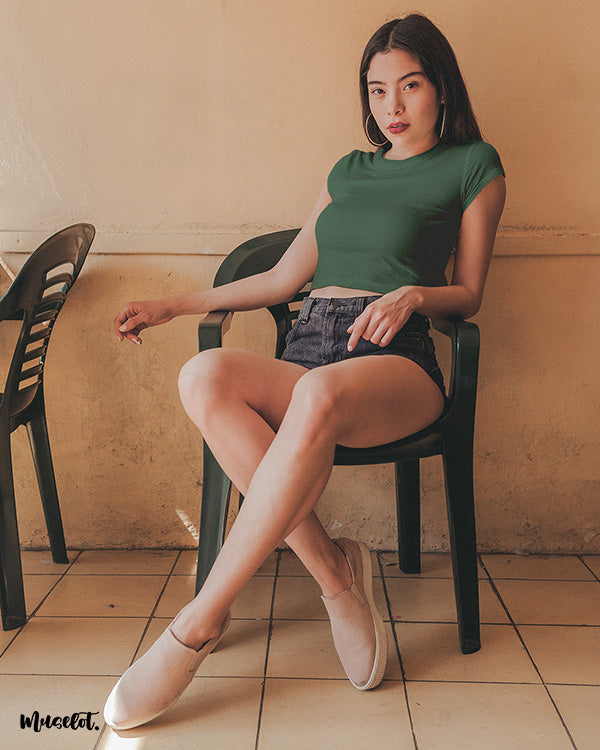 Tshirtcroptopsforwomen-Olivegreenplaincroptshirt-MUSELOT.jpg
