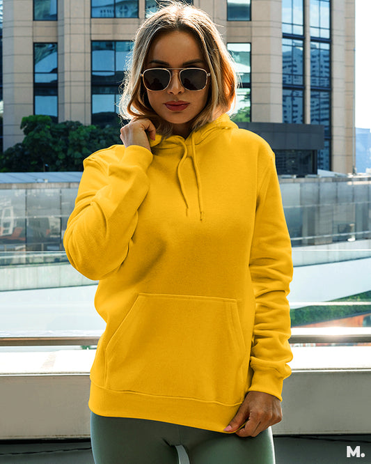 Golden yellow plain hoodies online for women and men - Muselot