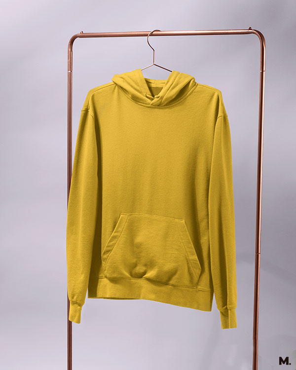 Golden yellow plain hoodies online for women and men - Muselot