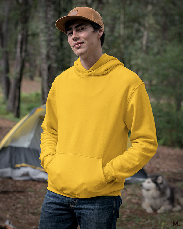Golden yellow plain hoodies online for women and men - Muselot