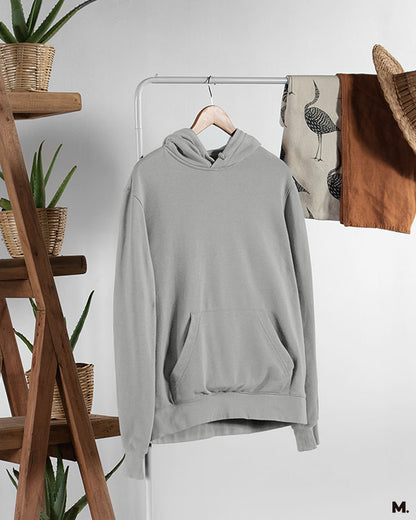Plain melange grey hoodies for men and women online - Muselot