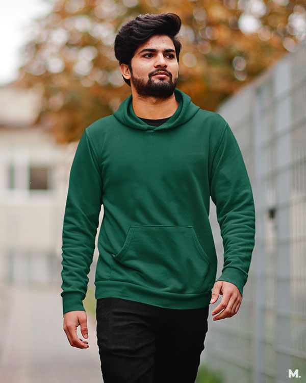 Solid coloured olive green hoodies for men and women online - Muselot