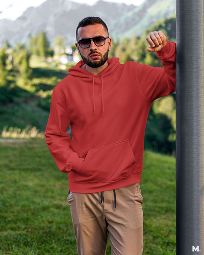 Classy red plain hoodies online for men and women - Muselot