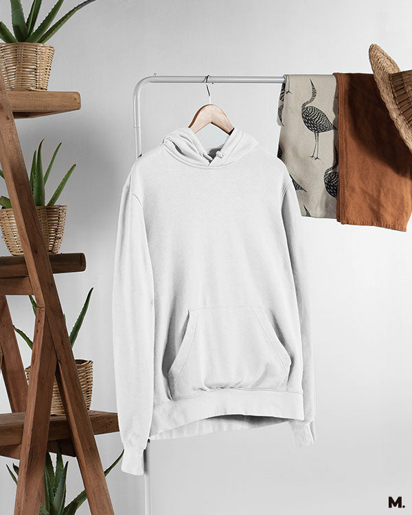 Solid coloured plain white hoodies for men and women online - Muselot