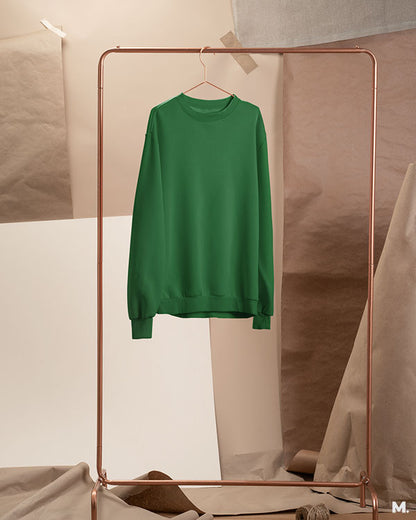 Olive green comfy plain sweatshirts online for women and men - Muselot