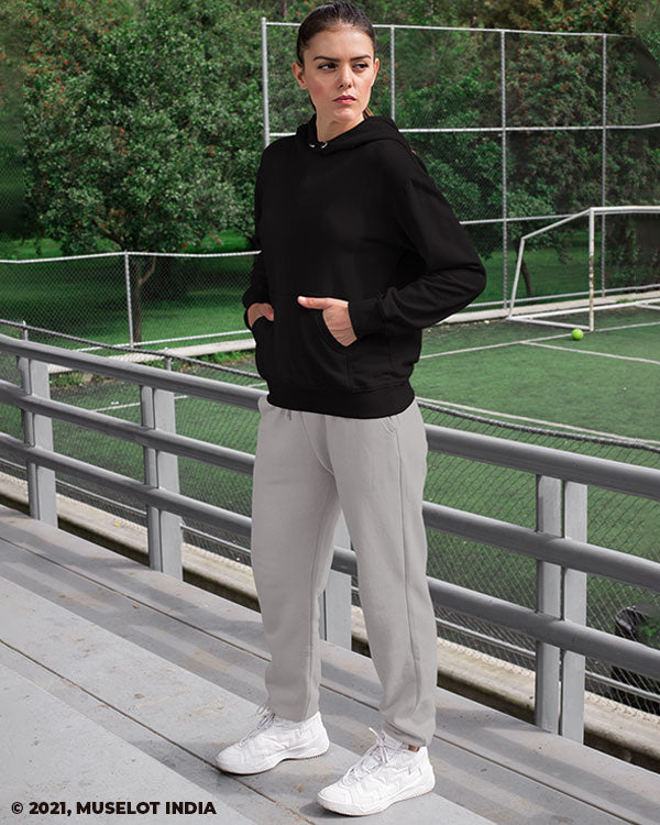 Melange grey unisex joggers plain solid coloured - Muselot