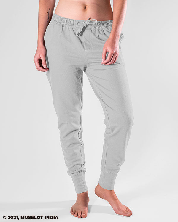 Melange grey unisex joggers plain solid coloured - Muselot