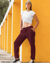 Solid coloured plain maroon unisex joggers online - Muselot