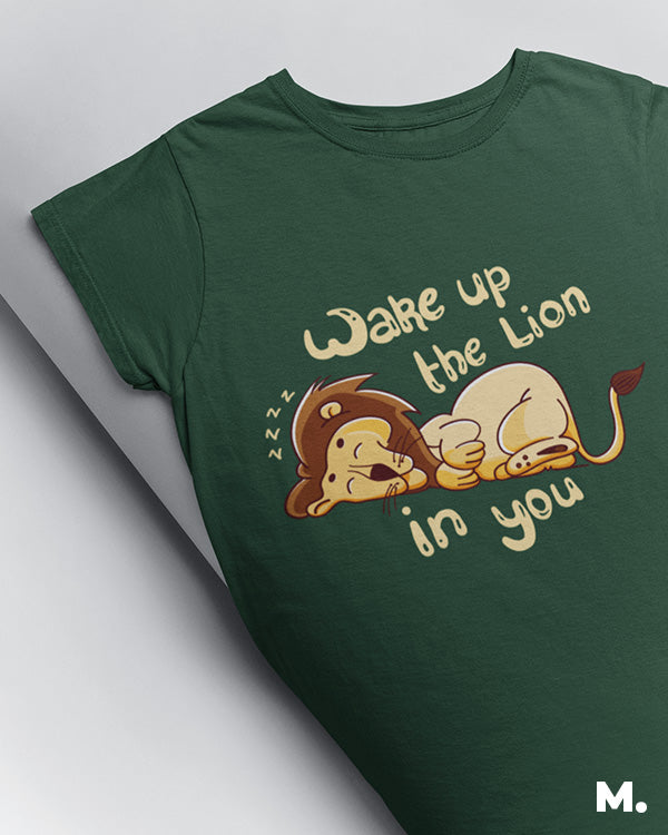Wake up the lion in you printed t shirts