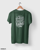 Weekend forecast biking printed t shirts