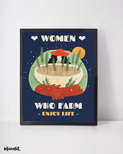 Woman who farm, enjoy life framed posters for woman who love plants, nature and farming - Muselot