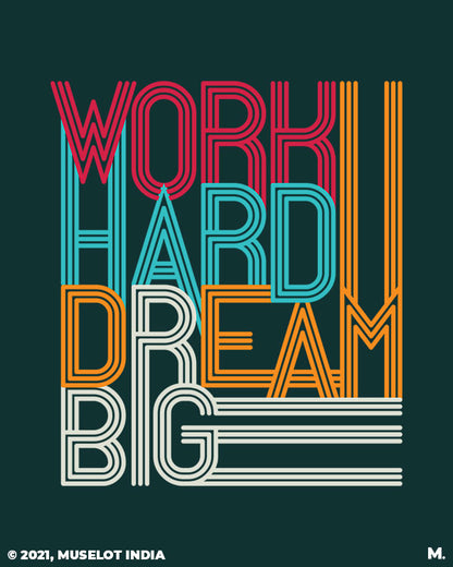 Spiral notebooks in A5 size printed with motivational quote "work hard, dream big" - Muselot