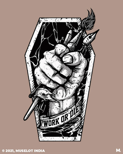 Work or die printed art on a spiral notebook in A5 size - Muselot
