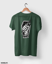 Olive green t shirt printed with motivational quote "work or die" for men and women online who are workaholics - Muselot