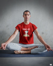 Muselot's Red printed with Yoga life - 100% organic catnip for yoga and cat lovers.
